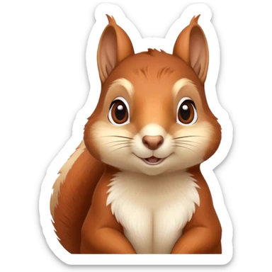 Cinematic Noble Squirrel Portrait Emoji, Poised and regal, with a nimble, agile build and a lush, well-groomed Fur of rich auburn and cream, deep-set soulful bright eyes, Simplified yet sharp and sophisticated features, highly detailed, glowing with a soft, dignified glow, high shine, intelligent and spry, stylized with an air of woodland charm, focused and attentive, soft glowing outline, capturing the essence of a watchful and confident rodent, so majestic it feels as though it could scamper out of the screen with effortless authority! sticker