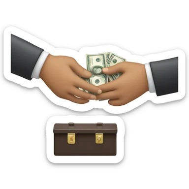 Person handing someone cash  sticker