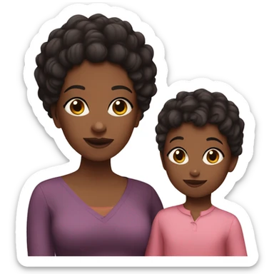 Black mom with pixie cut and two toddler daughter sticker