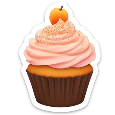 cupcake with light pink frosting and peach and orange sugar sprinkles sticker