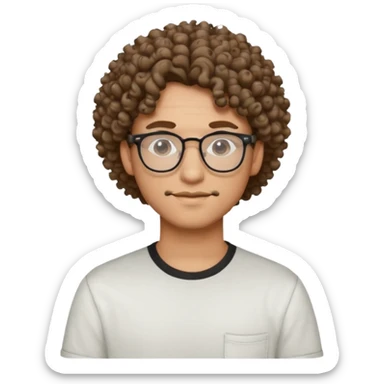 make a guy with curly hair and good glases with aesthetics sticker