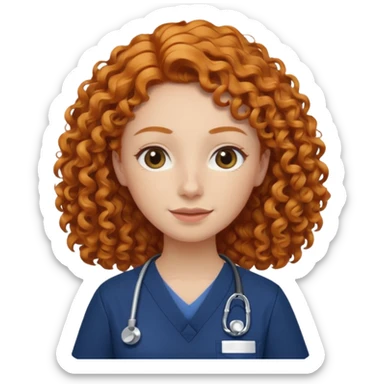 a ginger curly hair vet woman with navy blue scrub

 sticker
