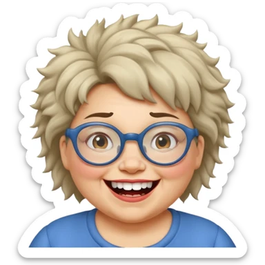 short fat lady with glasses ,crooked teeth and crazt hair sticker