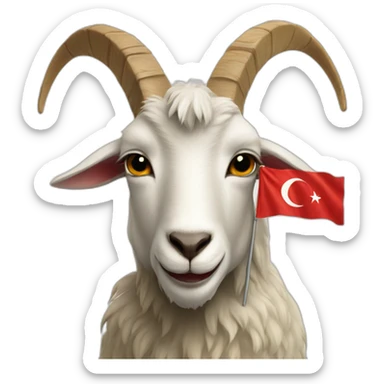 turkiye flag whit a goat sticker