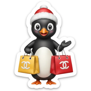 pingu holding Chanel gift bags sticker