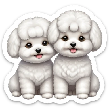 Two Bichon frise girls  sticker