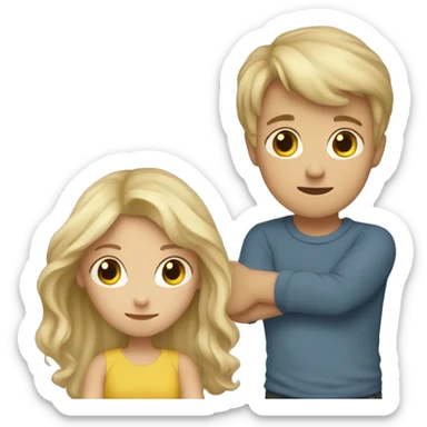 blonde hair girl and brown hair boy hugging  sticker