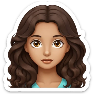 Beautiful girl, dark brown hair, wavy hair, long hair, tan skin, light brown eyes sticker