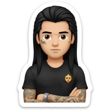 a pretty male bratz tattoo artist with long mullet black hair sticker