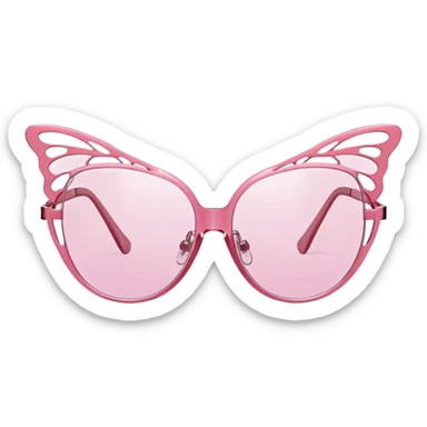 Y2K butterfly shaped pink frameless glasses, early 2000s fashion, no rim sticker