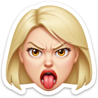 Angry woman sticking tongue out sticker
