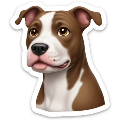 Pitt bull dog with white face and brown ears and nose  sticker