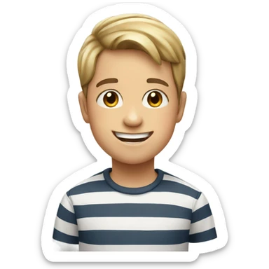 smiling boy in striped shirt sticker