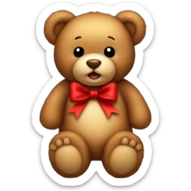 Teddy bear with red bow sticker