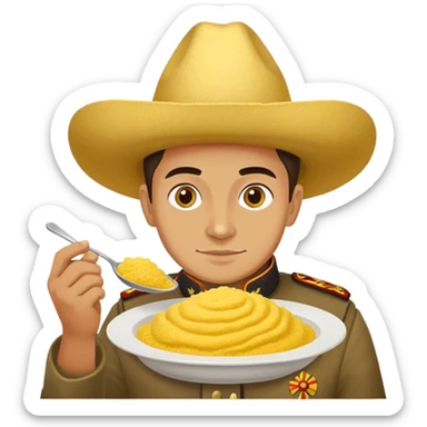Moldovan patriot eating mamaliga cornmeal dish sticker