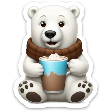 Polar bear with hot cocoa  sticker