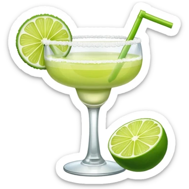 Margarita – glass with salted rim, lime wedge sticker