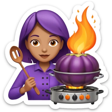 Seductively cooking an eggplant. It is getting hot in here. 🔥  sticker
