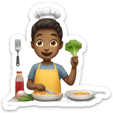 kid is making dinner for whole family  sticker