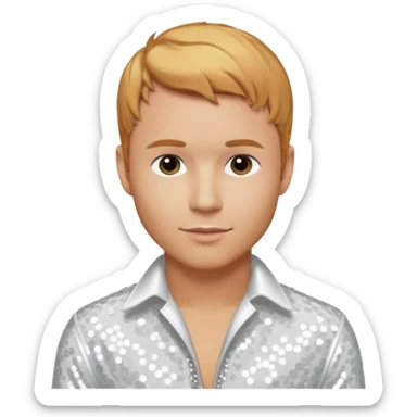 Brian Littrell from Backstreet Boys with reddish blonde hair, white sequin outfit sticker