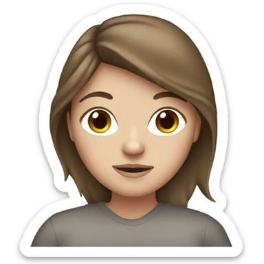 White girl with brown hair wearing a face mask sticker