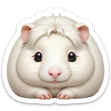 Meme-Worthy Cute Sleeping White Guinea Pig Portrait Emoji, Head resting peacefully with a contented smile, showcasing a delightfully chubby build and a luxuriously soft pure white coat, eyes shut in a serene, cozy nap, Simplified yet hilariously adorable features, highly detailed, glowing with a soft, drowsy light, high shine, relaxed and utterly lovable, stylized with an air of playful laziness, bright and heartwarming, soft glowing outline, capturing the essence of a comically sleepy guinea pig, so meme-worthy it feels like it could instantly become the next viral sensation of adorable slumber! sticker