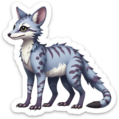 Feral Rare Fantasy dark pastel Vernid-Sergal-Genet-Trico-species by LiLaiRa, random markings, tufted ears, full body sticker