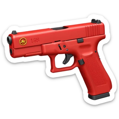 a red glock 20 with a drum mag inside of it with a red flag like people wear in real life sticker