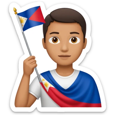 Holding a Philippine flag sticker