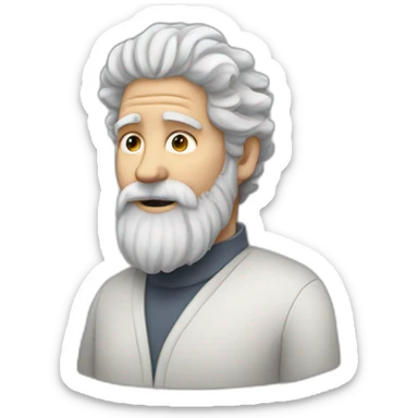 Curly gray hair, white 60 year old man with long beard sticker