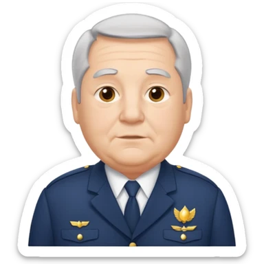 Older Male: gray hair at sides, slight wrinkles, wearing uniform, lightly obesity sticker