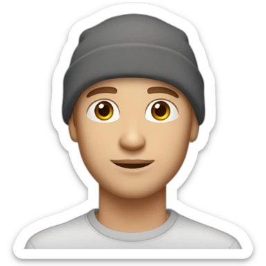 man caucasian shaved head hazel eyes stubble wearing a slouchy beanie sticker