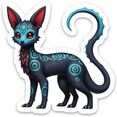 Nebulae Gothic Spooky Umbreon-Salandit-Cubone-Duskull-Noibat-Fakémon-hybrid-creature (full body)  sticker