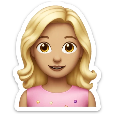 blonde girl with birthday cake sticker