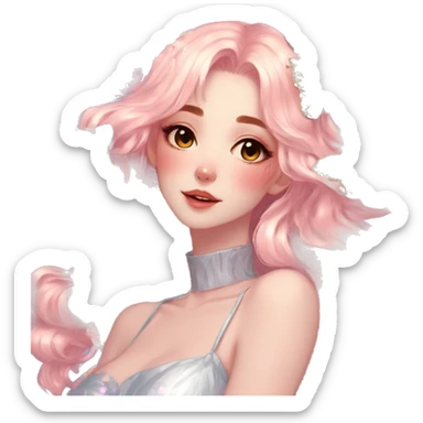 gorgeous shiny blushing anime lady with butterflies and beautiful hair fairycore high quality detailed vogue trending aesthetic sticker