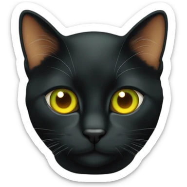 Black orange cat with yellow eyes and Green pupils sticker