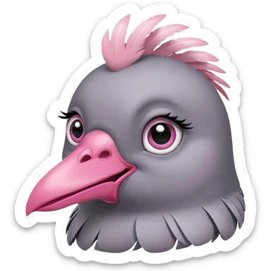 pigeon head with long eyelashes and sassy 'yasss' hands, expressive, fun sticker