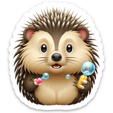 Porcupine blowing bubbles sticker