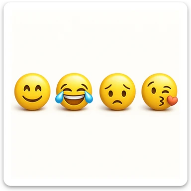 make four emojis on white background with good amount of shadow  sticker