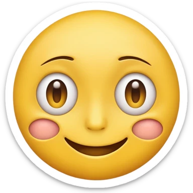 a yellow emoji-face with a nervous smile. the right eye is wide opened, the left eye is half closed. sticker