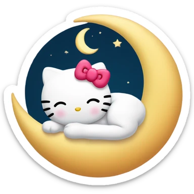 Hello Kitty sleeping on a crescent moon  sticker