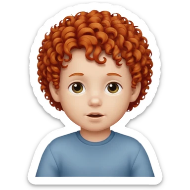 redhead kid with unique face features and very curly hair baby kid boy sticker