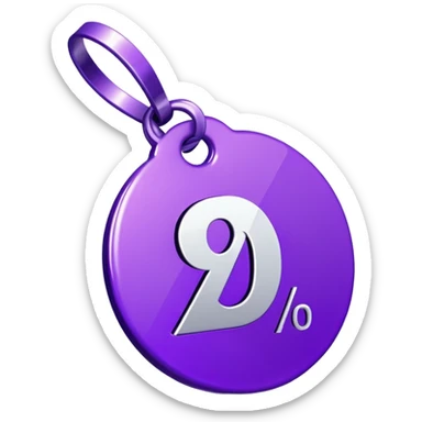 Discount tag with percent symbol in violet colors. sticker