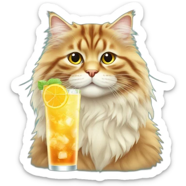 Siberian cat With cocktail at summer sticker