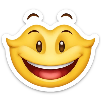 Un emoji smiley basique qui sourit mais quand on le regarde bien il est flippant (a cause de son sourire et peut être des ses yeux) c'est pour dire merci a la fin d'un diapo en classe pour la faire rire sticker