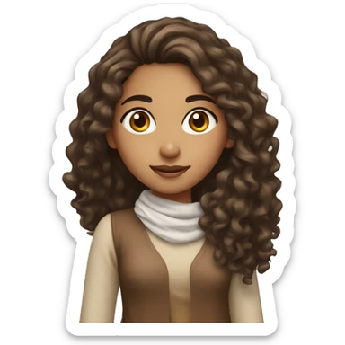 Arab girl with long curly hair brown with heart instead of eyes sticker