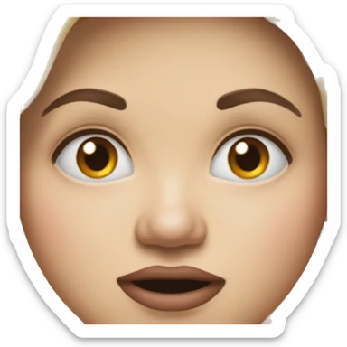 Un emoji avec les sourcils froncés la langue mordue qui sort et le coude en avant sa main contre sa face sticker