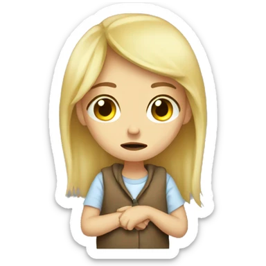 sad cozy blonde girl crying full body  sticker