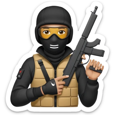 Yn holding a Glock with a switch wearing a Nike ski mask sticker