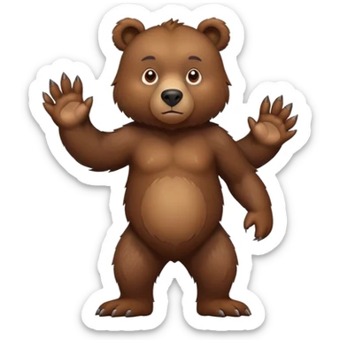 Fierce brown bear walking on four paws with serious face, stern expression, natural pose, realistic appearance sticker